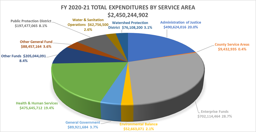 Fiscal Year 2020-2021 Total Expenditures by Service Area