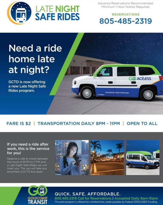 Late Night Safe Rides. Need a ride home late at night?