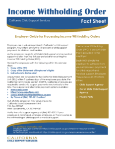 Income Withholding Order Fact Sheet